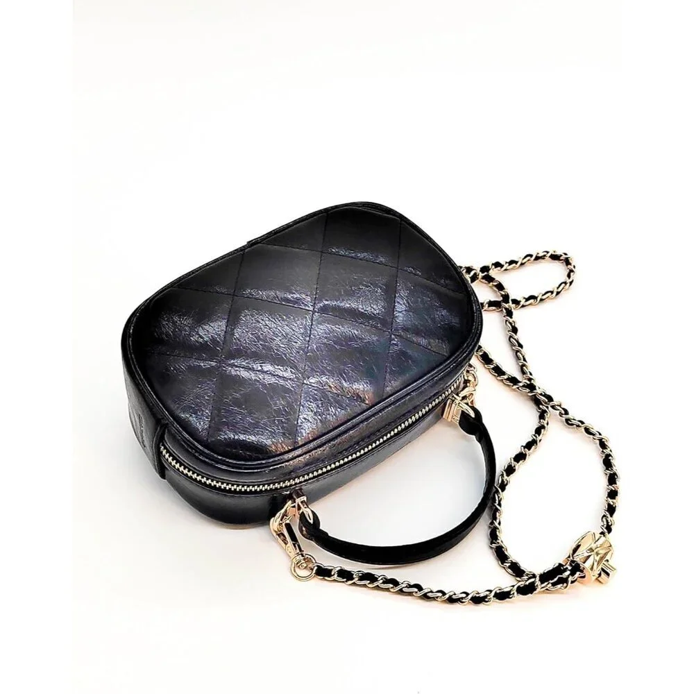 Genuine Leather Crossbody Bag Small Compact Adjustable Chain for Women